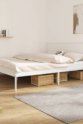 vidaXL 350936 - Cadre de lit métal sans matelas et tête de lit blanc 183x213 cm