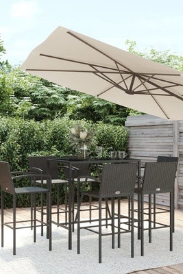 vidaXL 3187657 - 7 Piece Garden Bar Set Poly Rattan