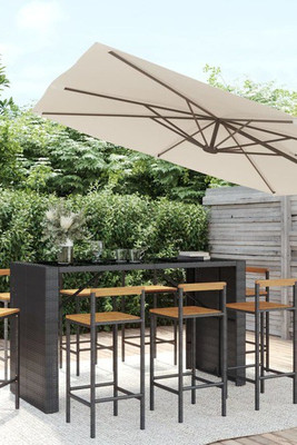 vidaXL 3187704 - 9 Piece Garden Bar Set Poly Rattan& Solid Wood Acacia