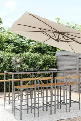vidaXL 3187697 - 9 Piece Garden Bar Set Poly Rattan& Solid Wood Acacia