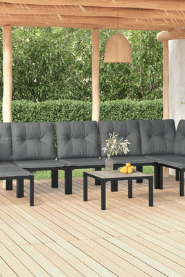 vidaXL 3187765 - 8 Piece Garden Lounge Set and Grey Poly Rattan