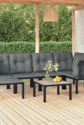 vidaXL 3187759 - 7 Piece Garden Lounge Set and Grey Poly Rattan