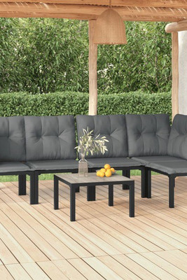 vidaXL 3187750 - 6 Piece Garden Lounge Set and Grey Poly Rattan