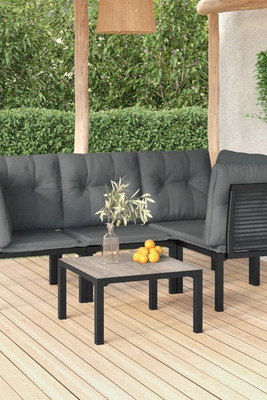 vidaXL 3187752 - 5 Piece Garden Lounge Set and Grey Poly Rattan