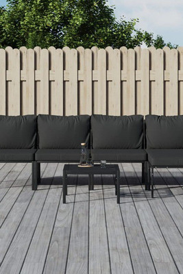 vidaXL 3187951 - 6 Piece Garden Lounge Set with Grey Cushions Steel