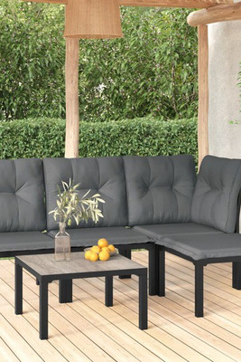 vidaXL 3187744 - 5 Piece Garden Lounge Set and Grey Poly Rattan
