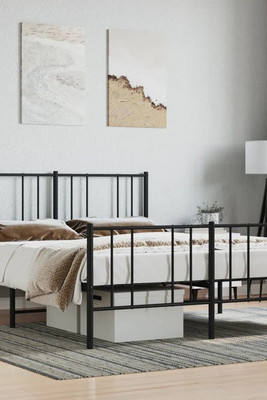 vidaXL 352497 - Metal Bed Frame without Mattress with Footboard 135x190cm