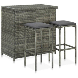 vidaXL 313472 - Ensemble de bar 3 pcs Résine tressée