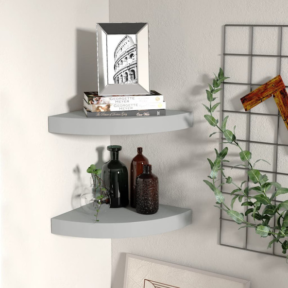 vidaXL 323902 - Étagères d'angle flottantes 2 pcs gris 25x25x3,8 cm MDF