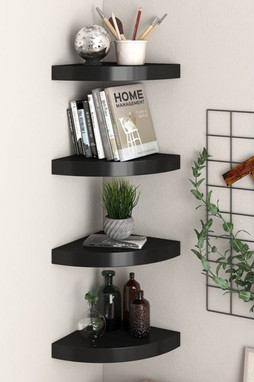 vidaXL 323900 - Étagères dangle flottantes 4 pcs noir 25x25x3,8 cm MDF