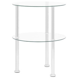 vidaXL 322787 - Table dappoint 2 niveaux 38 cm Verre trempé