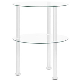 vidaXL 322787 - 2-Tier Side Table 38 cm Tempered Glass