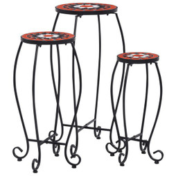 vidaXL 46704 - Tables mosaïque 3 pcs Terre cuite et blanc Céramique