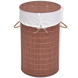 vidaXL 245578 - Panier à linge rond Bambou Marron