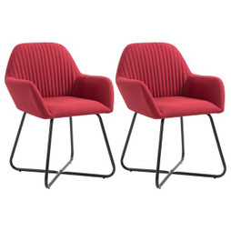 vidaXL 249815 - Chaises à manger lot de 2 rouge bordeaux tissu