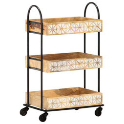 vidaXL 289093 - Chariot de cuisine à 3 niveaux 46x30x76 cm Bois de manguier