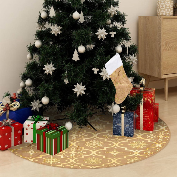 vidaXL 330291 - Jupe de sapin de Noël de luxe avec chaussette 122cm Tissu