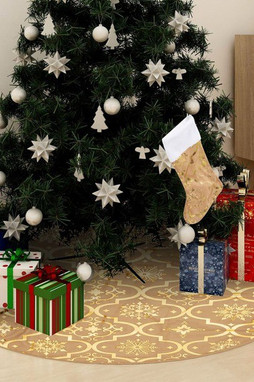 vidaXL 330291 - Jupe de sapin de Noël de luxe avec chaussette 122cm Tissu