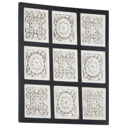 vidaXL 321657 - Panneau mural sculpté à la main MDF 60x60x1,5 cm et blanc