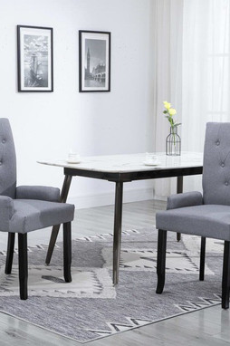 vidaXL 276905 - Chaises à manger avec accoudoirs lot de 2 gris clair tissu