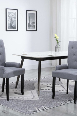 vidaXL 276905 - Dining Chairs with Armrests 2 pcs Light Fabric