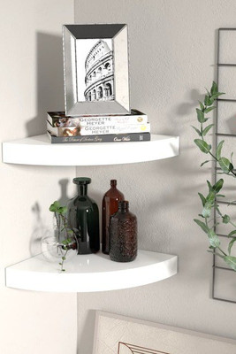 vidaXL 323887 - Floating Corner Shelves 2 pcs High Gloss 25x25x3.8 cm MDF