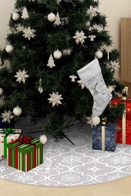 vidaXL 330287 - Jupe de sapin de Noël de luxe avec chaussette 90 cm Tissu