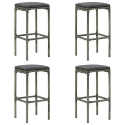 vidaXL 313447 - Bar Stools with Cushions 4 pcs Poly Rattan