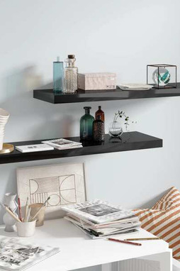 vidaXL 323776 - Floating Wall Shelves 2 pcs High Gloss 90x23.5x3.8 cm MDF