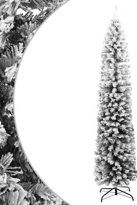 vidaXL 320955 - Slim Artificial Christmas Tree with Flocked Snow 210 cm PVC