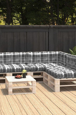 vidaXL 314602 - Pallet Sofa Cushions 7 pcs Grey Check Pattern