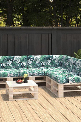 vidaXL 314600 - Pallet Sofa Cushions 7 pcs Leaf Pattern