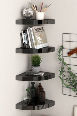 vidaXL 323891 - Floating Corner Shelves 4 pcs High Gloss 25x25x3.8 cm MDF