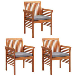 vidaXL 45971 - Garden Dining Chairs with Cushions 3 pcs Solid Acacia Wood