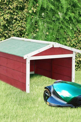 vidaXL 170881 - Robotic Lawn Mower Garage 72x87x50 cm and White Firwood