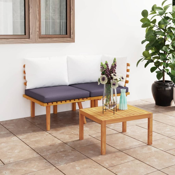 vidaXL 316266 - 2 Piece Garden Lounge Set with Cushions Solid Acacia Wood