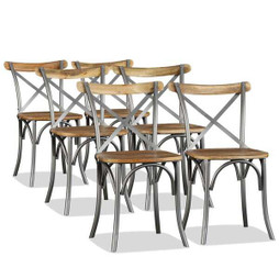 vidaXL 274909 - Chaises à manger lot de 6 bois de manguier massif et acier