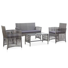 vidaXL 46437 - 4 Piece Garden Lounge Set with Cushion Poly Rattan