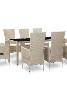 vidaXL 46042 - 9 Piece Outdoor Dining Set with Cushions Poly Rattan