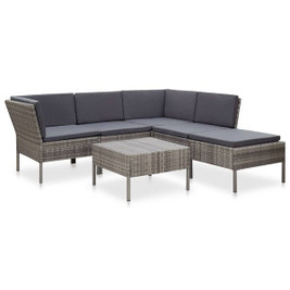 vidaXL 48942 - 6 Piece Garden Lounge Set with Cushions Poly Rattan