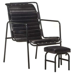 vidaXL 323729 - Fauteuil de relaxation avec repose-pied Cuir véritable