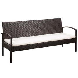 vidaXL 44180 - Canapé de jardin à 3 places avec coussins Marron Résine tressée