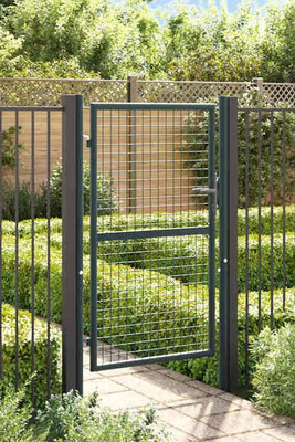 vidaXL 145773 - Mesh Garden Gate Galvanised Steel 100x200 cm Grey