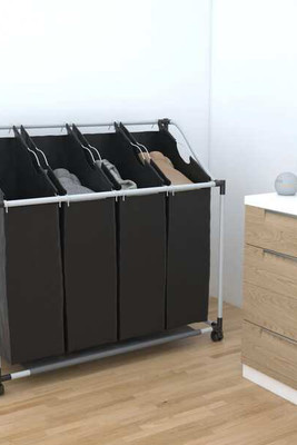 vidaXL 240367 - Laundry sorter with 4 bags black grey