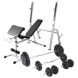 vidaXL 275372 - Banc d'entraînement avec support de poids jeu d'haltères 90 kg