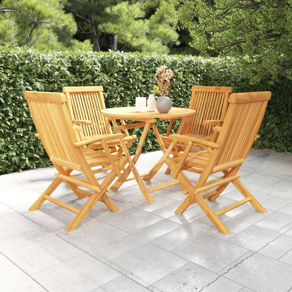 vidaXL 3059580 - 5 Piece Garden Dining Set Solid Teak Wood
