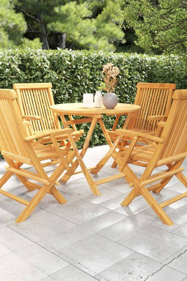 vidaXL 3059580 - 5 Piece Garden Dining Set Solid Teak Wood