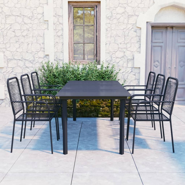 vidaXL 3060211 - 7 Piece Garden Dining Set Glass and Steel