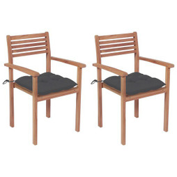 vidaXL 3062277 - Garden Chairs 2 pcs with Cushions Solid Teak Wood