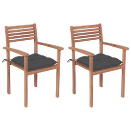 vidaXL 3062277 - Garden Chairs 2 pcs with Cushions Solid Teak Wood